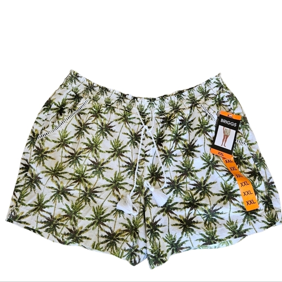 Briggs Green Palm Tree Linen Shorts NEW Womens - Picture 6 of 6